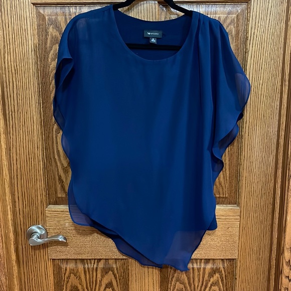 Women’s asymmetrical navy blouse - Picture 1 of 7